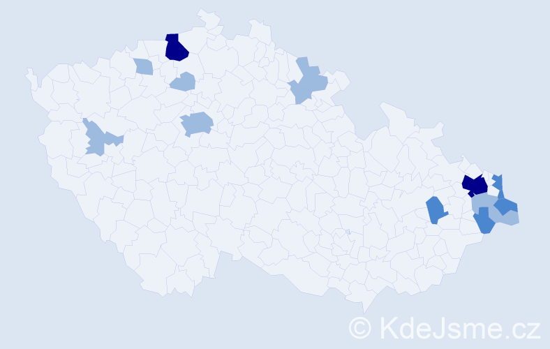 Příjmení: 'Časnocha', počet výskytů 26 v celé ČR