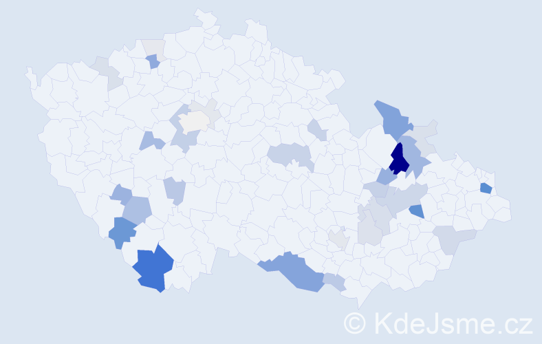 Příjmení: 'Harenčák', počet výskytů 97 v celé ČR