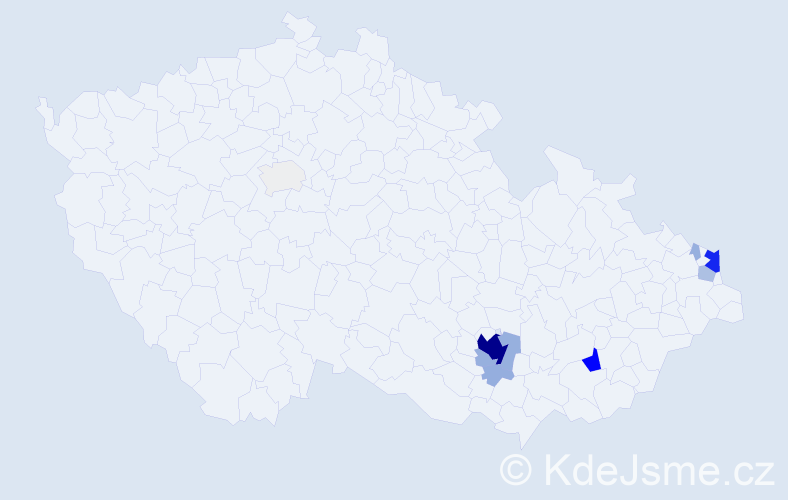 Příjmení: 'Mica', počet výskytů 63 v celé ČR