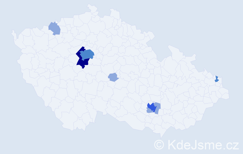 Příjmení: 'Košecká', počet výskytů 15 v celé ČR