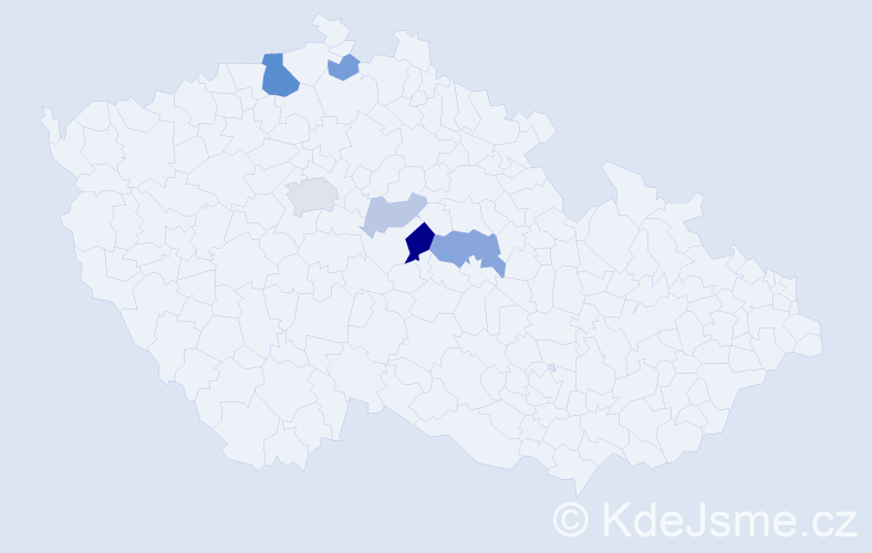 Příjmení: 'Trekovalová', počet výskytů 15 v celé ČR