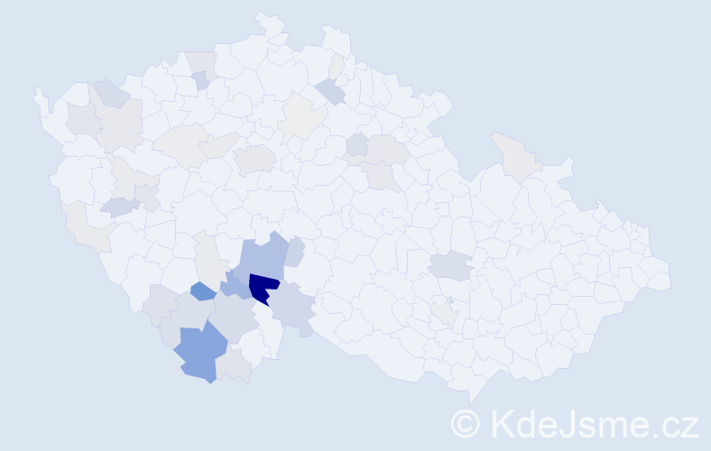 Příjmení: 'Líkař', počet výskytů 141 v celé ČR