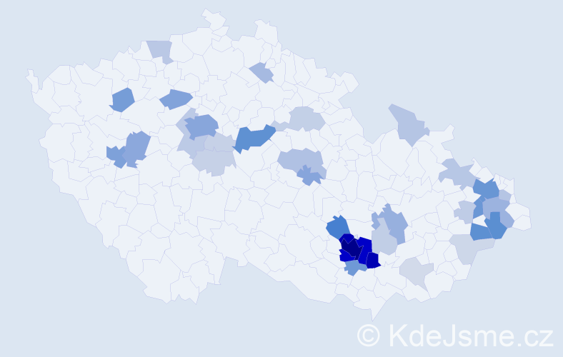 Příjmení: 'Rossi', počet výskytů 170 v celé ČR