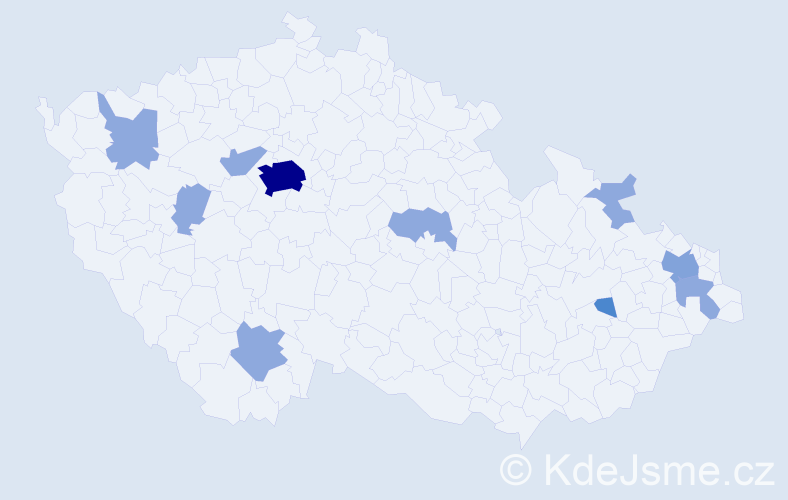 Příjmení: 'Mišeková', počet výskytů 21 v celé ČR