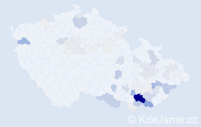 Příjmení: 'Půček', počet výskytů 261 v celé ČR