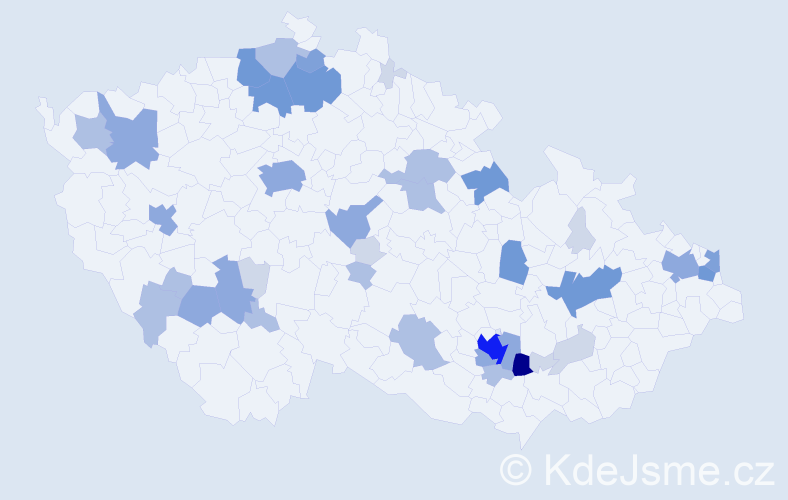 Příjmení: 'Pavlovec', počet výskytů 119 v celé ČR