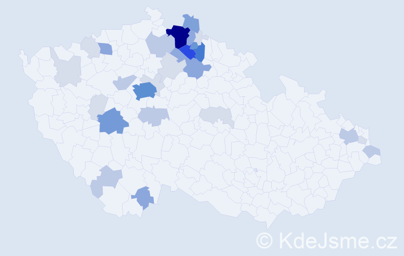 Příjmení: 'Trakal', počet výskytů 105 v celé ČR