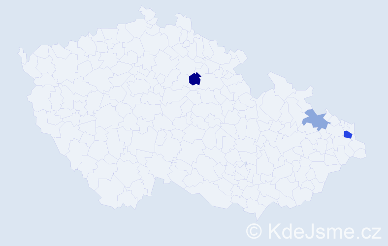 Příjmení: 'Slovioček', počet výskytů 5 v celé ČR