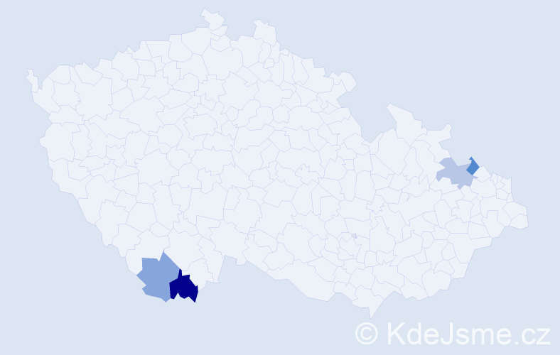 Příjmení: 'Paterek', počet výskytů 5 v celé ČR