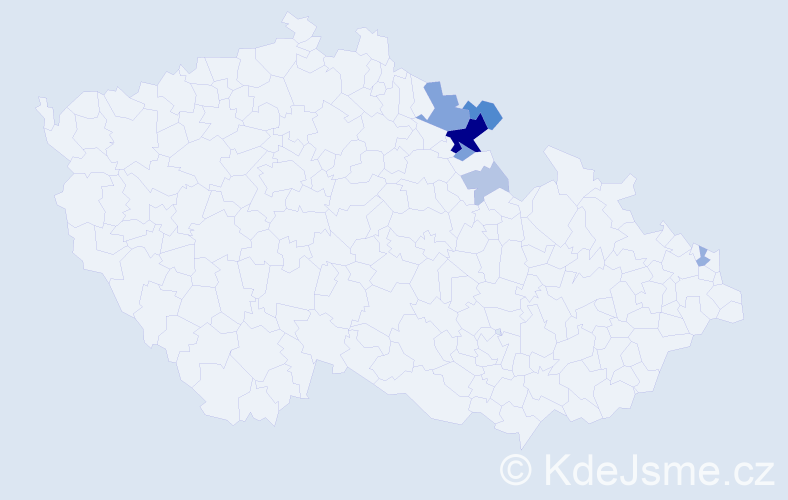 Příjmení: 'Gyurácsová', počet výskytů 25 v celé ČR