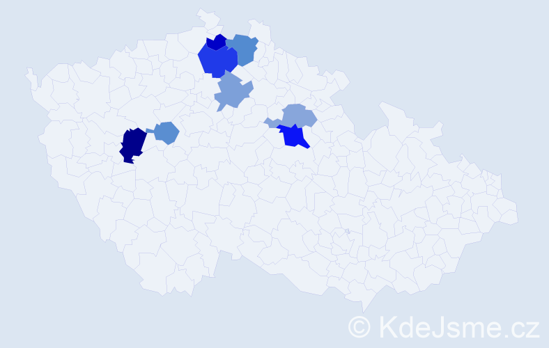 Příjmení: 'Koffer', počet výskytů 13 v celé ČR