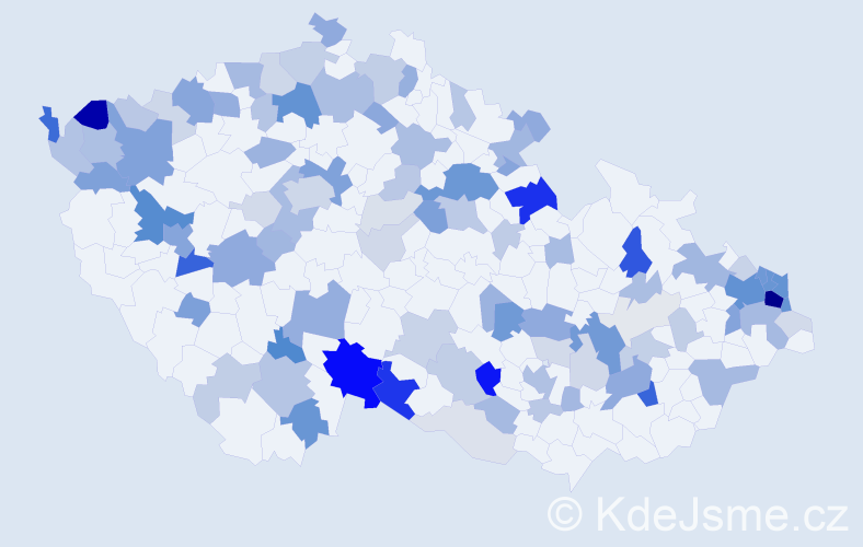 Příjmení: 'Németh', počet výskytů 311 v celé ČR