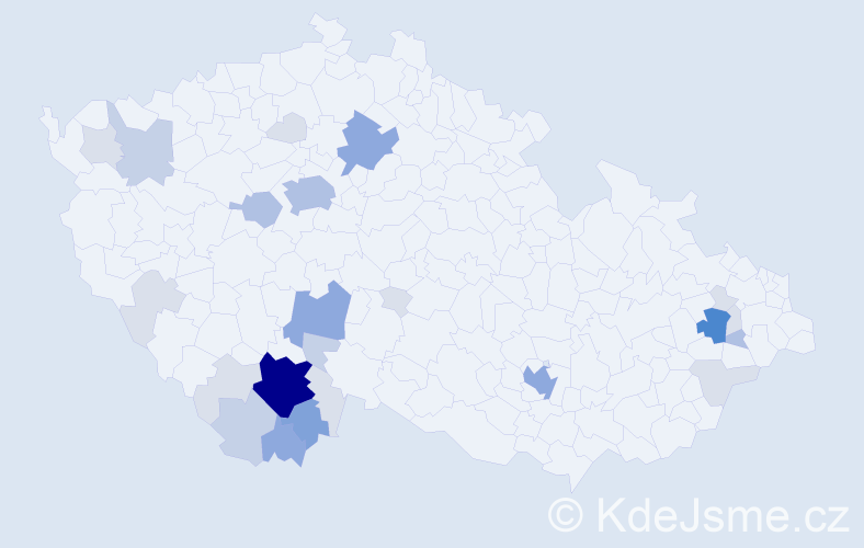 Příjmení: 'Kocmich', počet výskytů 80 v celé ČR