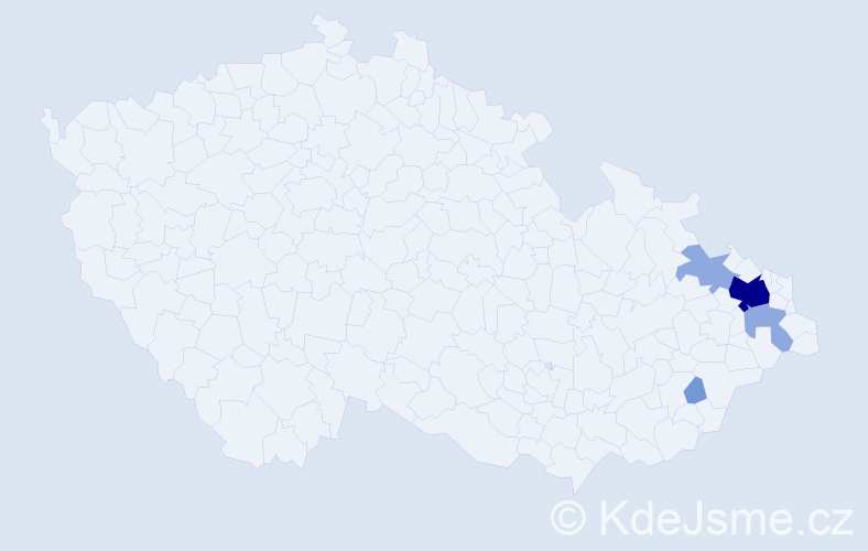 Příjmení: 'Majdyšová', počet výskytů 10 v celé ČR