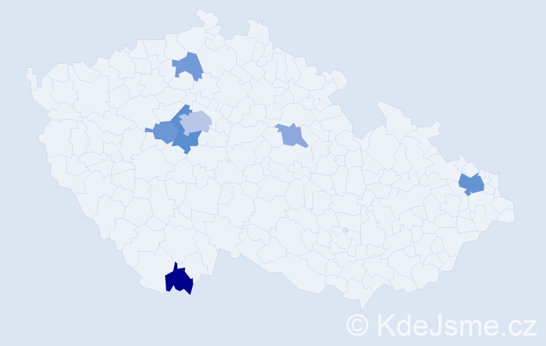 Příjmení: 'Šinagl', počet výskytů 14 v celé ČR