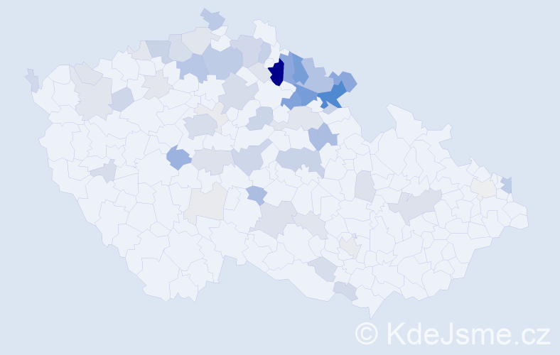 Příjmení: 'Klikarová', počet výskytů 208 v celé ČR