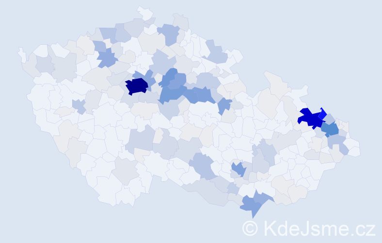 Příjmení: 'Kurka', počet výskytů 950 v celé ČR