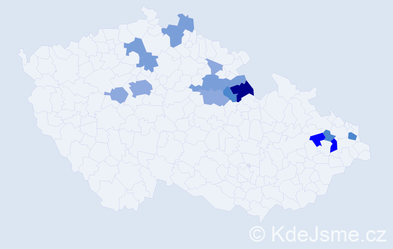 Příjmení: 'Podstavková', počet výskytů 43 v celé ČR