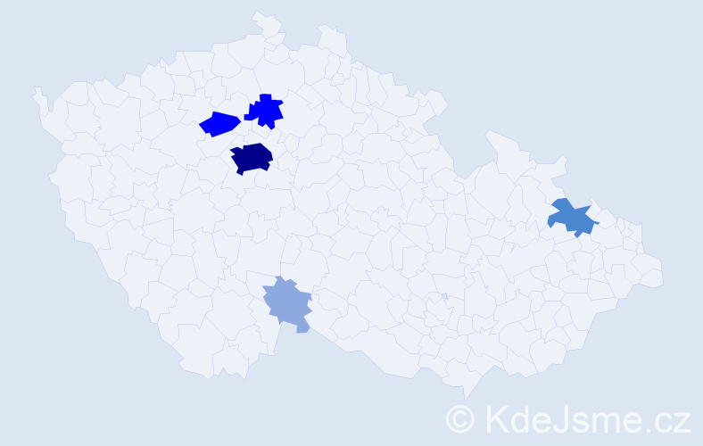 Příjmení: 'Tutr', počet výskytů 18 v celé ČR