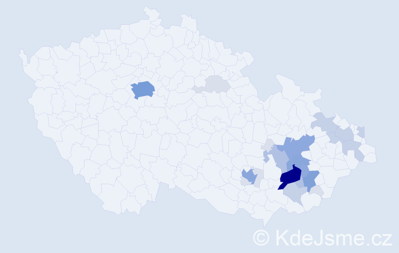 Příjmení: 'Klabal', počet výskytů 76 v celé ČR