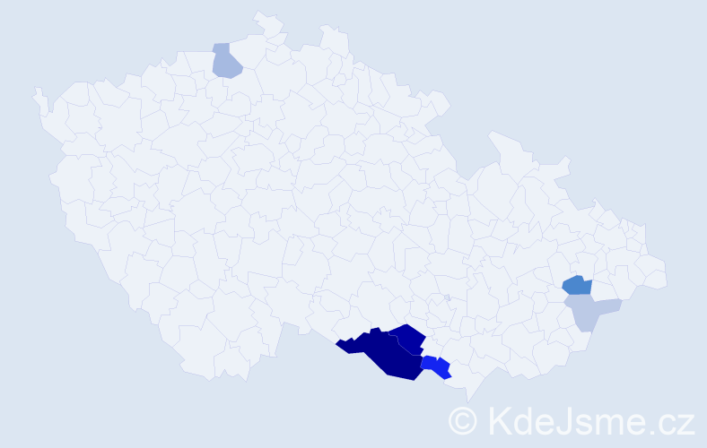 Příjmení: 'Danihelíková', počet výskytů 22 v celé ČR