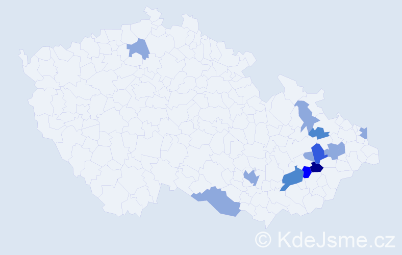 Příjmení: 'Zichalová', počet výskytů 24 v celé ČR