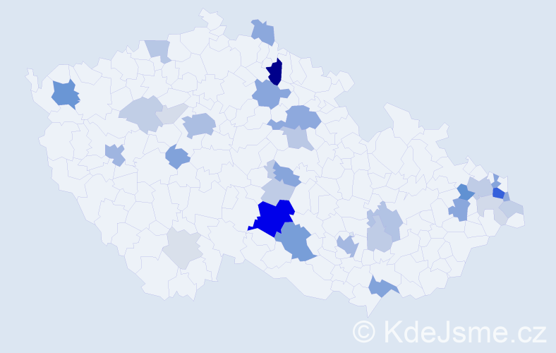 Příjmení: 'Novická', počet výskytů 101 v celé ČR