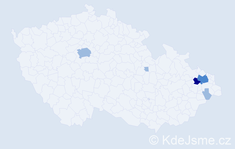 Příjmení: 'Hurtečáková', počet výskytů 9 v celé ČR
