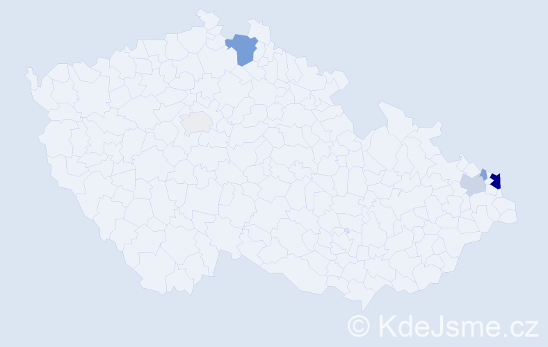 Příjmení: 'Korbas', počet výskytů 17 v celé ČR