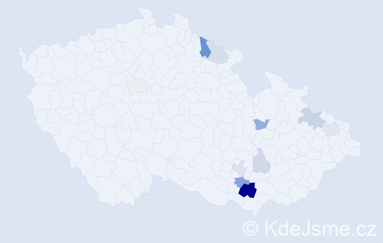 Příjmení: 'Procingerová', počet výskytů 26 v celé ČR
