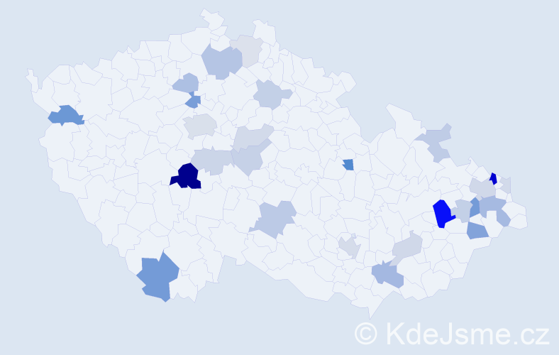 Příjmení: 'Raček', počet výskytů 63 v celé ČR