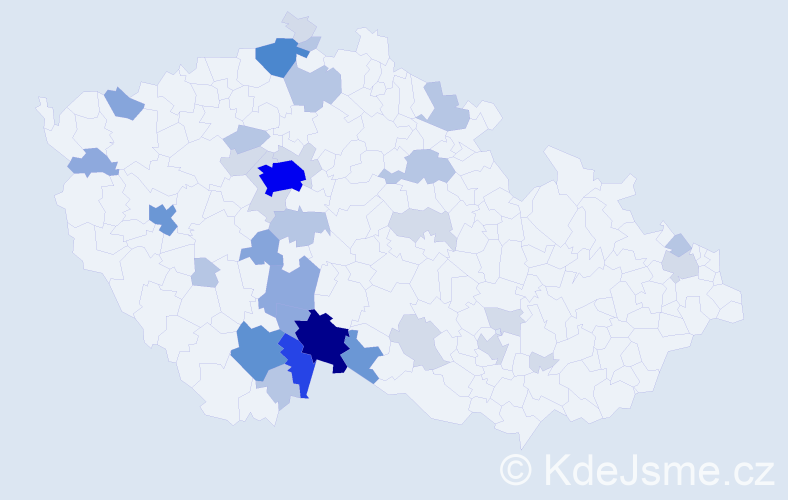 Příjmení: 'Kalvasová', počet výskytů 114 v celé ČR