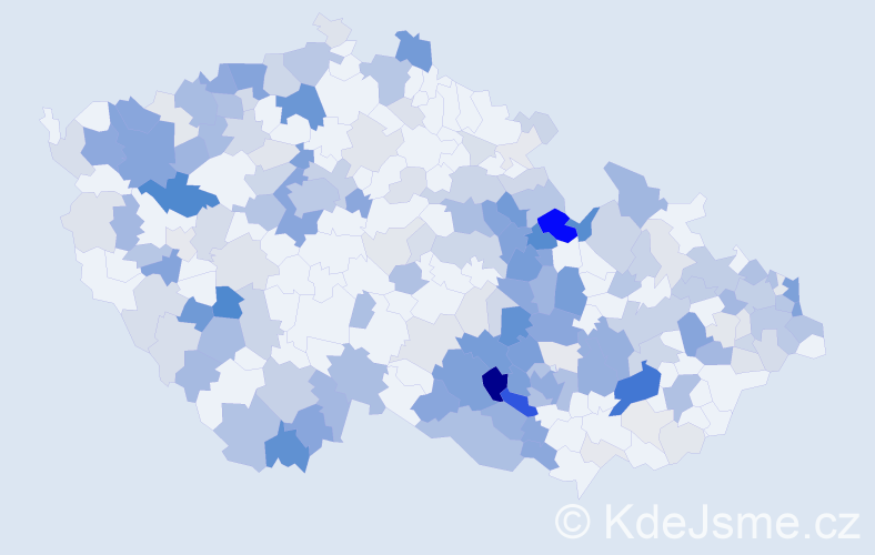 Příjmení: 'Valachová', počet výskytů 688 v celé ČR