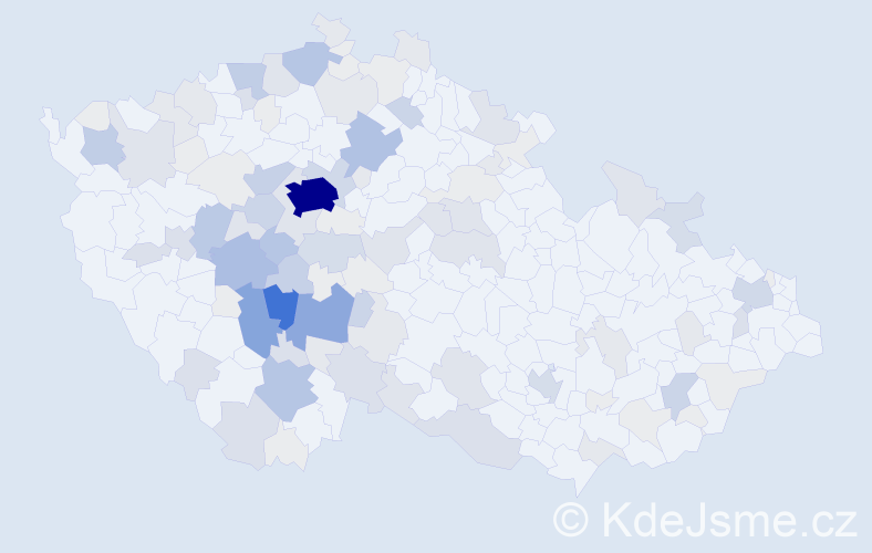 Příjmení: 'Kofroň', počet výskytů 458 v celé ČR
