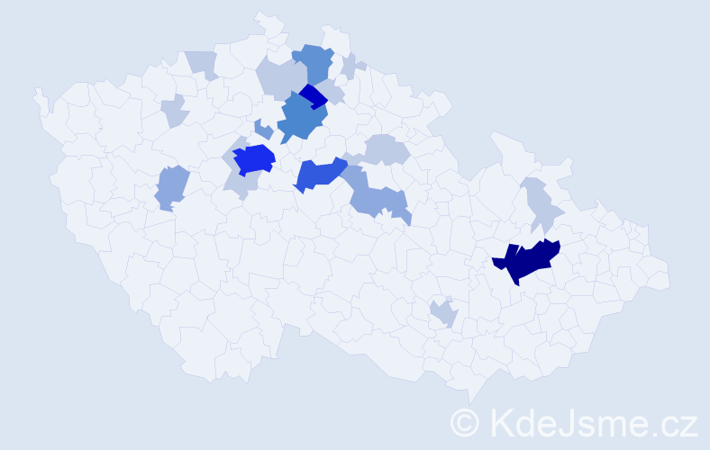 Příjmení: 'Kalva', počet výskytů 59 v celé ČR
