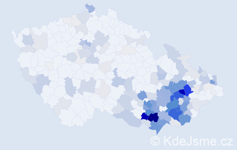Příjmení: 'Krejčiřík', počet výskytů 670 v celé ČR