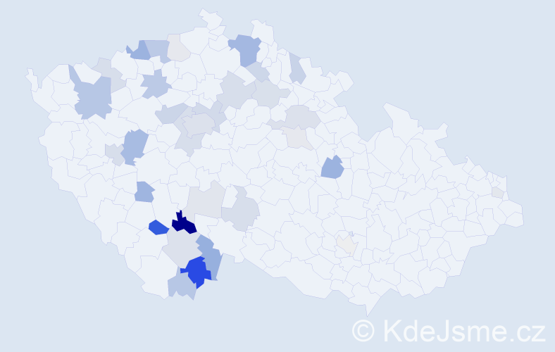Příjmení: 'Vitoušková', počet výskytů 81 v celé ČR