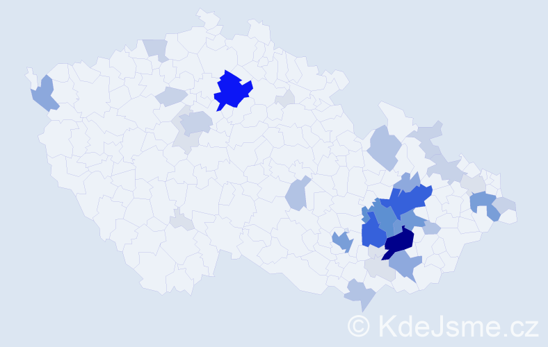 Příjmení: 'Raclavská', počet výskytů 145 v celé ČR