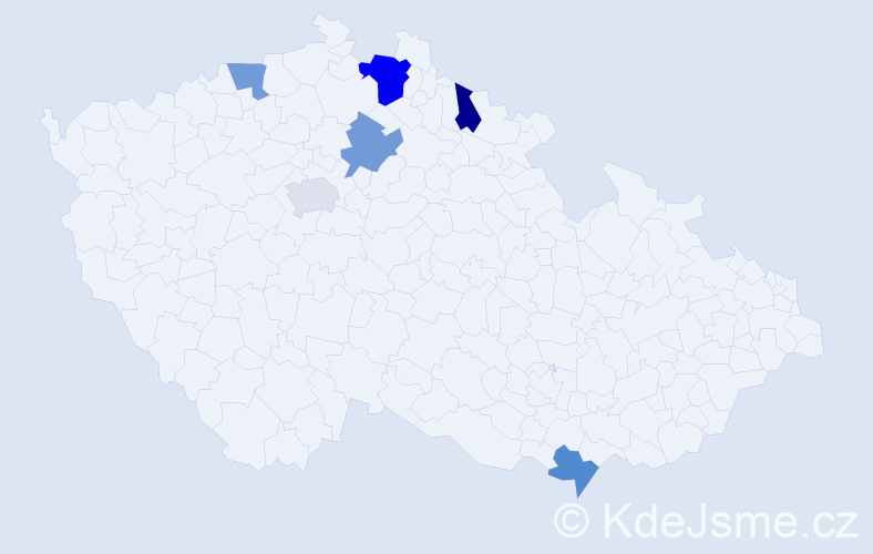 Příjmení: 'Shebela', počet výskytů 8 v celé ČR