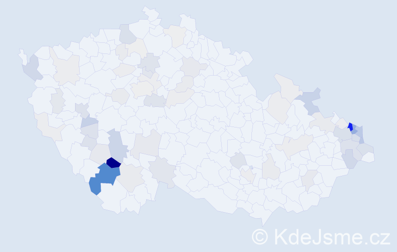 Příjmení: 'Sebera', počet výskytů 297 v celé ČR