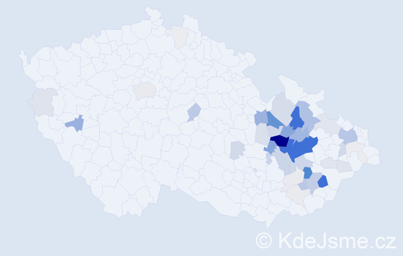 Příjmení: 'Srovnal', počet výskytů 182 v celé ČR