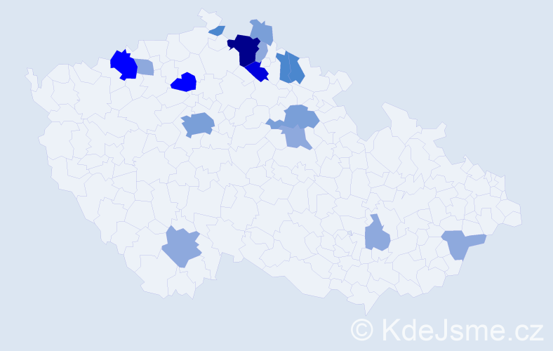 Příjmení: 'Hek', počet výskytů 44 v celé ČR