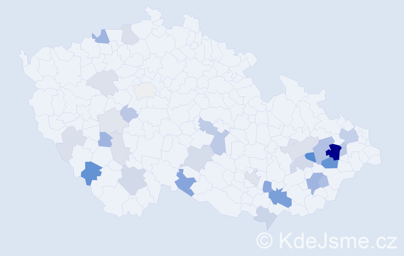 Příjmení: 'Váhalová', počet výskytů 96 v celé ČR