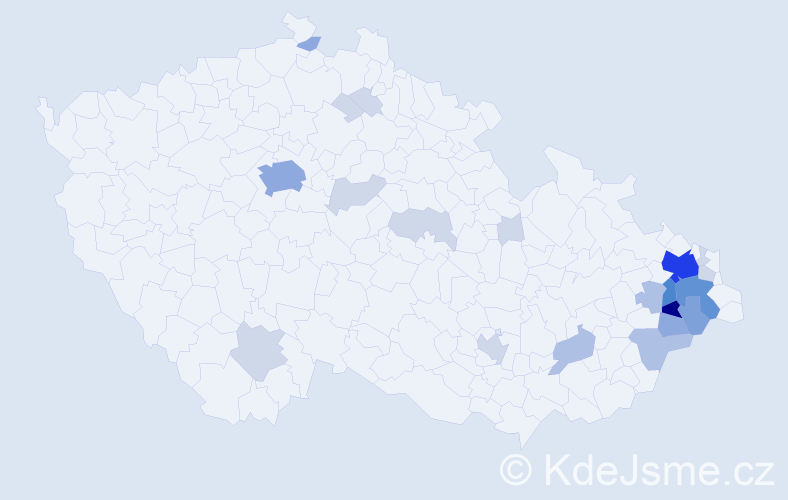 Příjmení: 'Bjačková', počet výskytů 66 v celé ČR