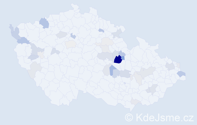Příjmení: 'Kalibán', počet výskytů 79 v celé ČR