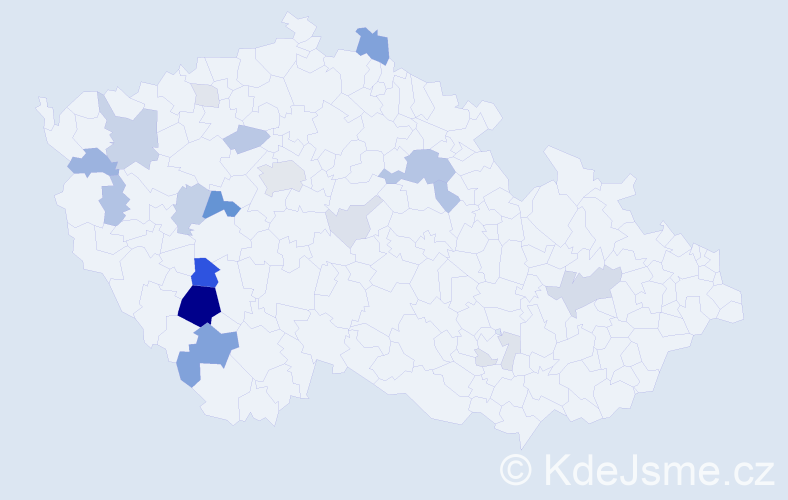 Příjmení: 'Bažatová', počet výskytů 68 v celé ČR
