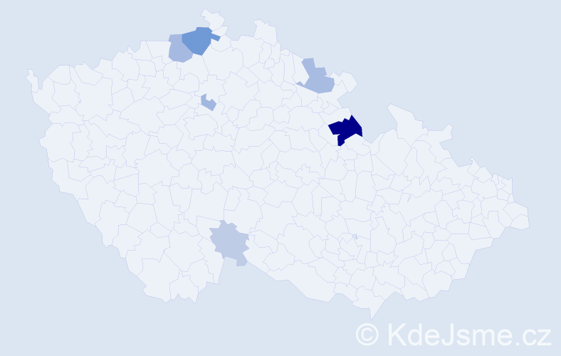 Příjmení: 'Kounová', počet výskytů 19 v celé ČR