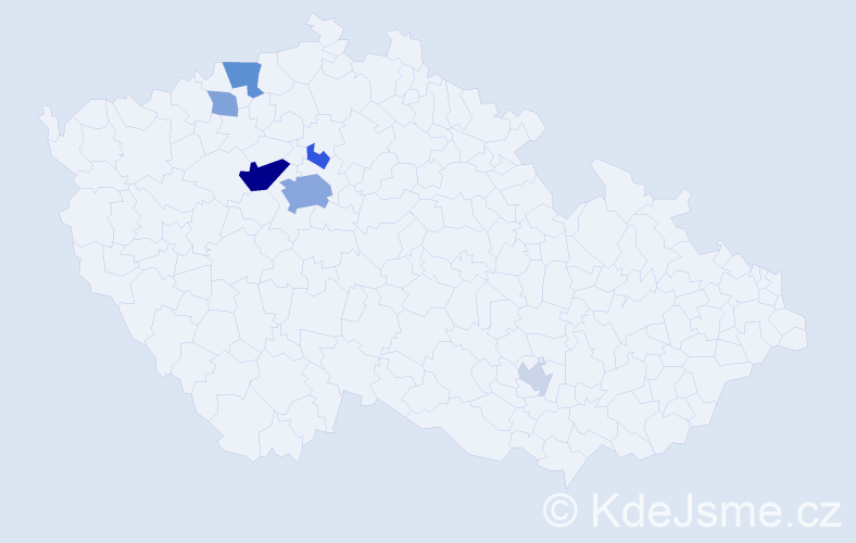 Příjmení: 'Rekl', počet výskytů 18 v celé ČR