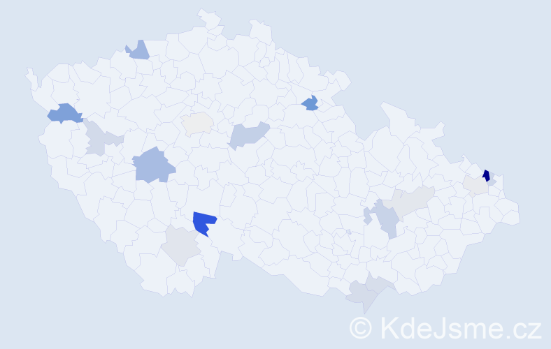 Příjmení: 'Máder', počet výskytů 35 v celé ČR