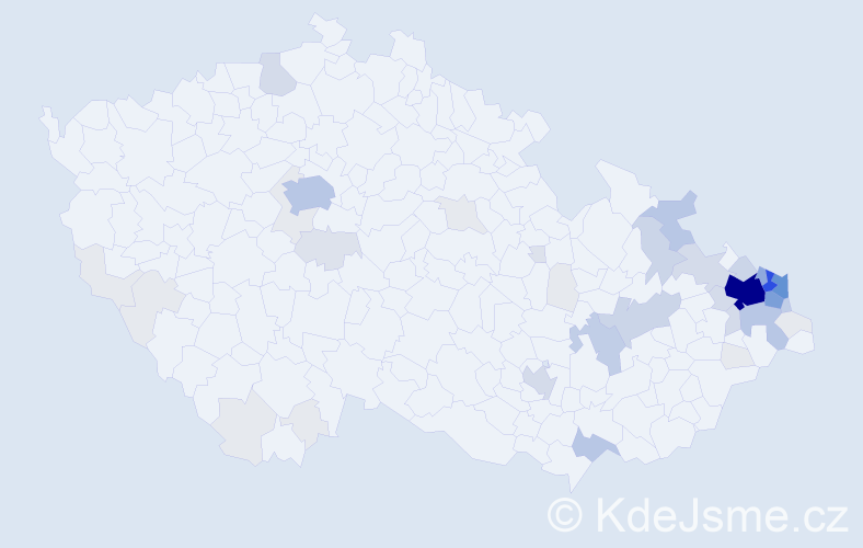 Příjmení: 'Kempný', počet výskytů 206 v celé ČR